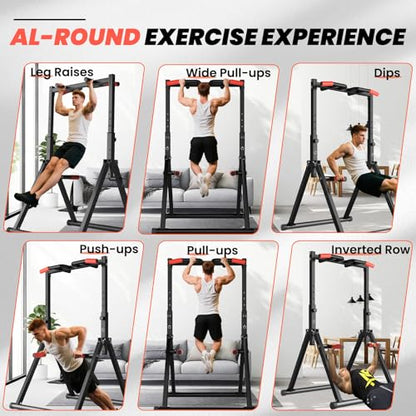 DOBESTS Power Tower Pull Up Bar Free Standing, Adjustable Foldable Pull Up Station, Home Gym Strength Training Equipment 700LBS - color: Black Style 1 - Multifunction Bar