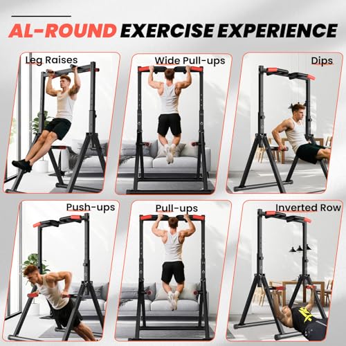 DOBESTS Power Tower Pull Up Bar Free Standing, Adjustable Foldable Pull Up Station, Home Gym Strength Training Equipment 700LBS - color: Black Style 1 - Multifunction Bar
