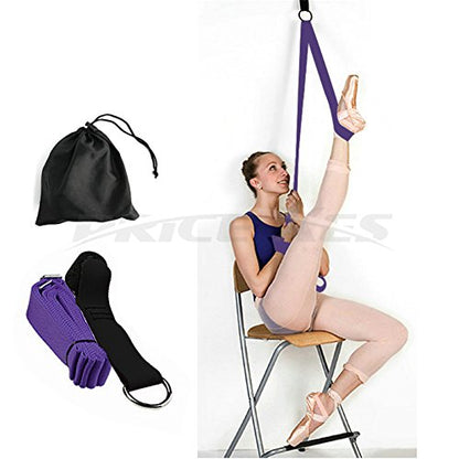 Adjustable Leg Stretcher Lengthen Ballet Stretch Band - Easy Install on Door Flexibility Stretching Leg Strap Great Cheer Dance Gymnastics Trainer Stretching Equipment Taekwondo Training - color: purple