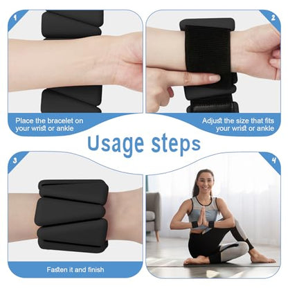 Wrist Weights Set of 2(2Lbs Each), Adjustable Silicone Workout Weights for Women and Men, Wearable Ankle/Wrist Weights Suitable for Yoga, Dance, Pilates, Pool Exercises and Jogging