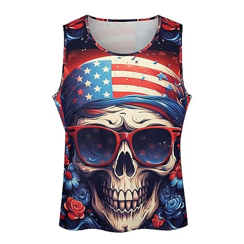 BIVENANT Skull Shirts for Men Novelty Mens Skull Tank Top Big and Tall Tank Tops Graphic Tees Shirt - color: Kmzsk0119, size: Small