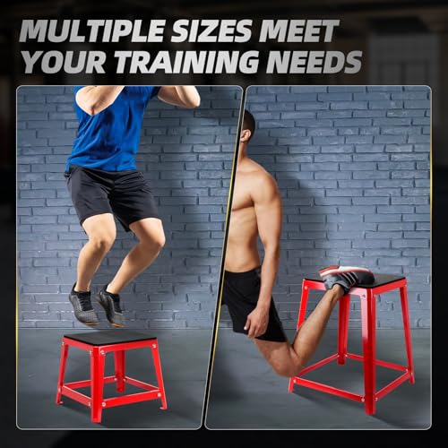 Plyometric Platform 12/18/20/24 Inch Fitness Exercise Jump Box Step for Fitting, Plyometric Jumping Exercise Training - color: Red 4P