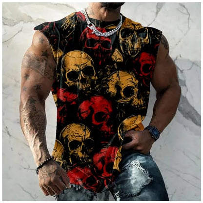 domirica Graphic Tank Tops Men Skull Printed Sleeveless Summer Oversized Loose Gym Workout Breathable Sportswear