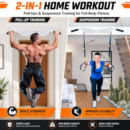 Wall Mounted Pull Up Bar - Heavy Duty Chin Up Bar, Pull-Up Bar for Garage, Joist, Wall Mount - Multifunctional Fitness Bar, Supports up to 600 Lbs - color: White