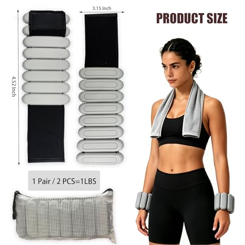 Wrist & Ankle Weights Set for Women (2pcs, 0.5kg Total), Adjustable Silicone Wearable Arm Leg Weighted Bangles, Portable Fitness Weights for Walking, Yoga, Pilates, Dance, Barre & Gym Exercise - color: Light Grey