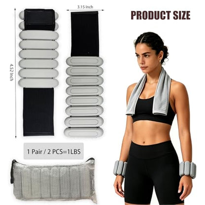 Wrist & Ankle Weights Set for Women (2pcs, 0.5kg Total), Adjustable Silicone Wearable Arm Leg Weighted Bangles, Portable Fitness Weights for Walking, Yoga, Pilates, Dance, Barre & Gym Exercise - color: Light Grey