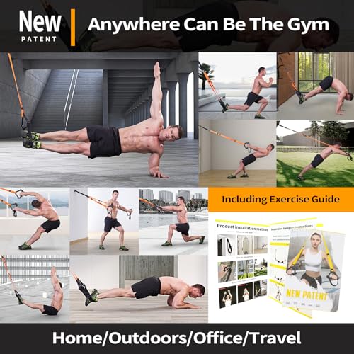 Bodyweight Resistance Training Straps,Training straps Complete Home Gym Fitness Trainer kit for Full-Body Workout Easy Setup Gym Home Outdoors