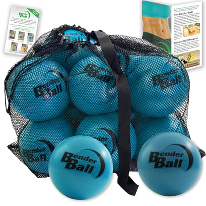 Official Studio Pack (Set of 12, Blue), Original Soft 9 Inch Pilates Ball, Small Exercise Ball for Barre, Yoga, Stability, Abs, Core, Physical Therapy + Mesh Bag, Instructions and Videos