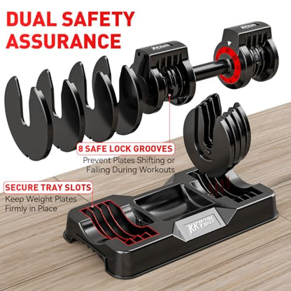 Adjustable Dumbbell Set of 2, 110lbs/50lbs Free Weights Dumbbell Set, 5-in-1/10-in-1 Quick-Lock Hand Weights, 25lbs/55lbs Pair with Anti-Slip Texture Handle, Weight Set For Home Gym Suit both Men and Women