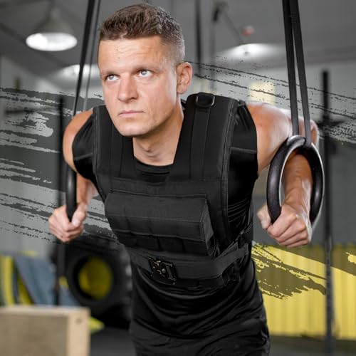 Weighted Vest Men 26lbs | 35lbs | 45lbs, Weighted Workout Vest With Removable Iron Weights, Weight Vest for Men and Women, Heavy Duty Weighted Exercise Vest for Strength Training Running Walking - size: 45lbs