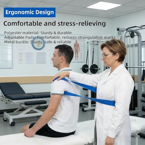 Mobilization Belt with Adjustable Thick Cushioning Pad – Ideal for Physical Therapy, Rehabilitation, Stretching & Mobility Training – Durable Traction Equipment for Therapists and Home Use (Black) - color: Black