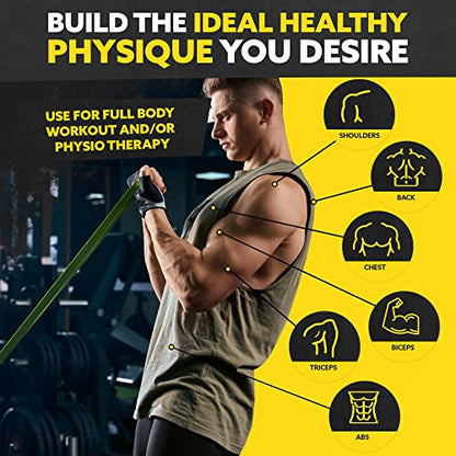 Tribe Lifting Resistance Bands for Working Out Men and Women - Set of 5 Pull Up Bands for Strength Training, Exercise Bands with Handles, Door Anchor and Bar Options for Home Gym