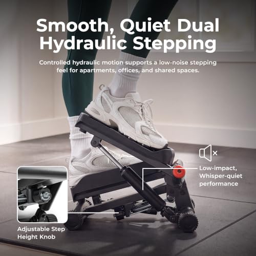 Sunny Health & Fitness Twist Stair Stepper with Resistance Bands - color: Black Matte