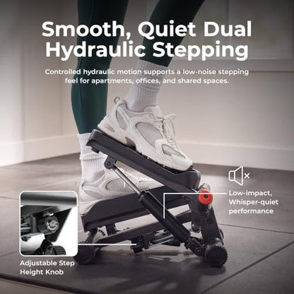 Sunny Health & Fitness Twist Stair Stepper with Resistance Bands - color: Black Matte