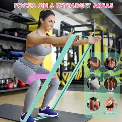 Fabric Resistance Bands for Working Out, Wide Booty Belt with Multiple Resistance Levels. Yoga Balance Balls. Great for HIPS, Thighs Exercises. with Fitness Poster