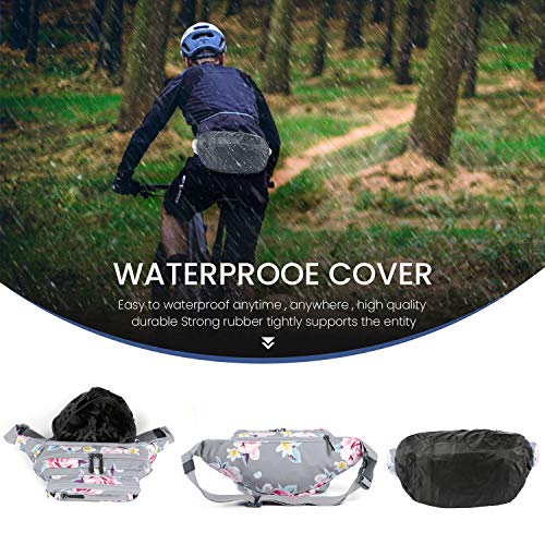CXWMZY Fanny Packs For Women & Men Waist Pack Hip Bum Bag with Multi-Pockets Large Capacity Waterproof , for Disney Traveling Casual Cycling Running Hiking - color: Gray Flower