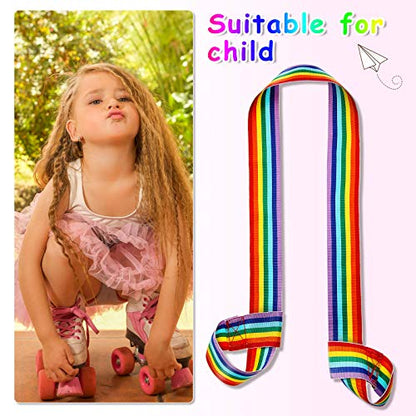 Skylety 2 Pcs Roller Skate Leash Adjustable Stretching Skate Boot Shoulder Strap Carrier for Child Women Men Skating - style: Rainbow Color Style