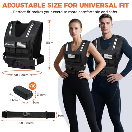 BAGAIL Weighted Vest Men, 20lb/30lb/40lb Adjustable Weight Vest for Woman with Removable Iron Weights, Women’s Rucking Vest for Walking, Workout, Running, Strength Training
