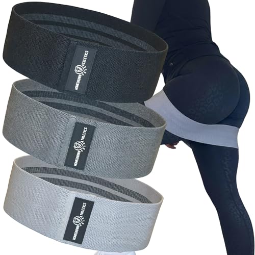 Fabric Resistance Bands for Women, Non-Slip Booty Bands and Glute Bands for Legs and Butt Workouts, Set of 3 Hip Circle Bands with Carry Bag