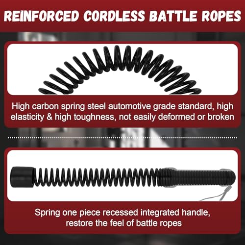 Portable Ropeless Battle Ropes, 2-in-1 Heavy Duty Cordless Battle Ropes for Home Gym (Convertible to Fitness Bar), Strength Building Workout Ropes, Low-Impact Aerobic Training and HIIT for Men & Women