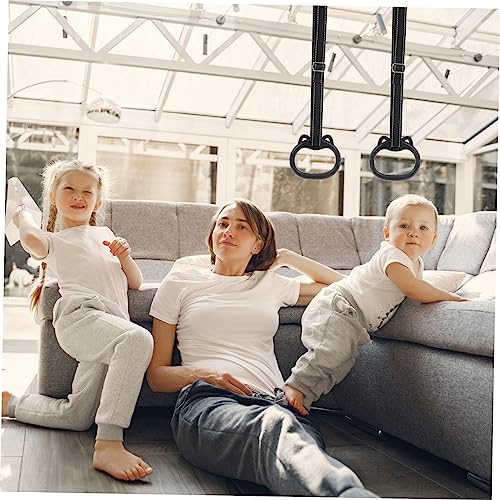 Fitness Gym Rings Set for Children Indoor Training Stretching Pull-Up Rings Straps Adjustable Weight Lifting Exercise Equipment for Home Use