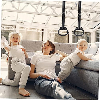 Fitness Gym Rings Set for Children Indoor Training Stretching Pull-Up Rings Straps Adjustable Weight Lifting Exercise Equipment for Home Use