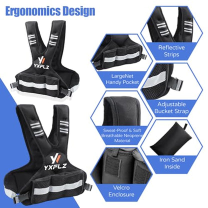 Weighted Vest Women Men - Adjustable Weighted Vest Woman with 6 Ironsand Weights, 4-10lb/11-20lb/21-32lb Vest for Walking, Running, Fitness, Strength Training, Workouts - size: 20-32lb