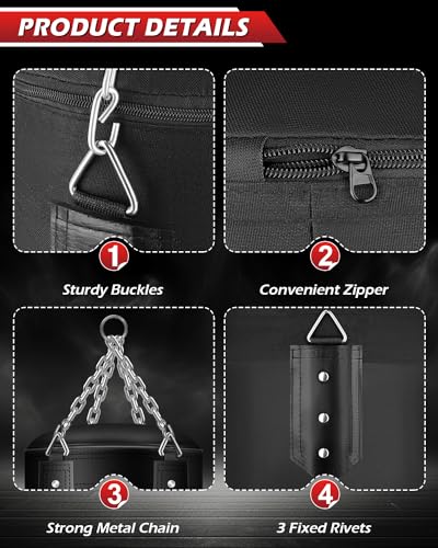 Punching Bag for Adults, 4FT PU Heavy Boxing Bags with Chain Ceiling Hook, Hanging Boxing Bag for Kickboxing Muay Thai Karate Judo Taekwondo Home Gym Training, Unfilled - style: Strong man