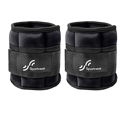 Sportneer Adjustable Ankle Weights Set - 1 Pair (2-10 lbs) Removable Sandbags for Women & Men, Comfortable Neoprene Leg Weights for Walking, Running, Pilates, Yoga, Home Workout & Physical Therapy