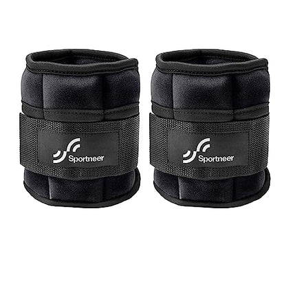 Sportneer Adjustable Ankle Weights Set - 1 Pair (2-10 lbs) Removable Sandbags for Women & Men, Comfortable Neoprene Leg Weights for Walking, Running, Pilates, Yoga, Home Workout & Physical Therapy