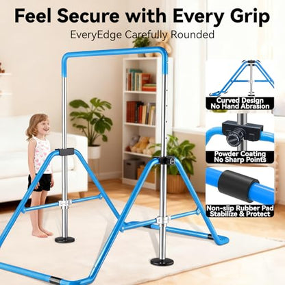Kids Gymnastics Bar Gymnastic Equipment for Home Adjustable Height Gymnastic Training Bar Gymnastic Stuff for 3-7 Years Old Girls - color: Upgraded - Light Blue