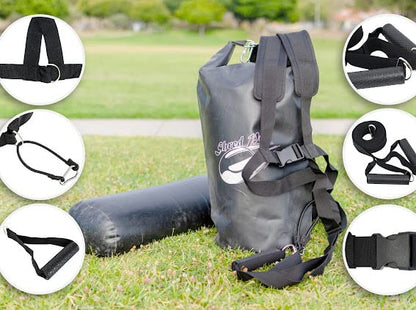Resistance Training Sled - Weight Sled Harness & Handles - Extreme Workout for Athletes - Burn 3X The Calories - 4-Piece Kit for Gym, Home and, Outdoor - style: Weight Bag + Harness + Water Bladder