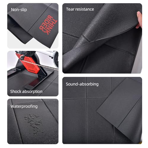 ThinkRider High Density Home Gym Treadmill Exercise Bike Trainer Mat, 6mm Thickness