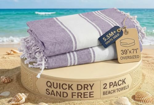 LANE LINEN Large Pool Towels, XL Beach Towel 2 Pack, Durable - Regal Orchid - color: 12: Regal Orchid, size: Pack of 2