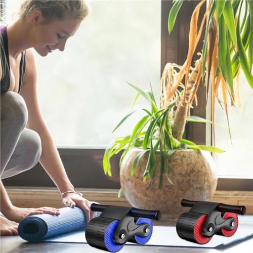 Abdominales Diet Abdominal Muscles Fitness Wheel Ab Slide Training Automatic Rebound Abdominal Wheel Roller Rueda Para - size: Red