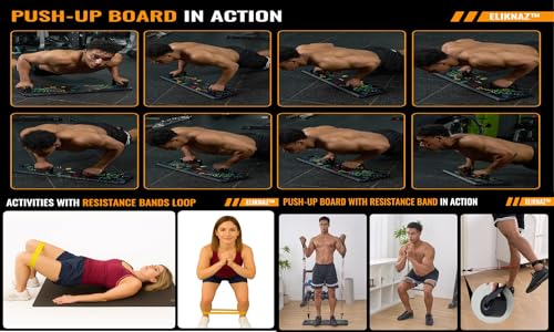 Portable Push Up Board Gym Kit 25-in-1, Foldable Push Up Station & Exercise Board Workout Set with 18 Accessories, Resistance Bands & Handles, Ankle Straps for Men, Women & Teens