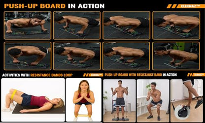 Portable Push Up Board Gym Kit 25-in-1, Foldable Push Up Station & Exercise Board Workout Set with 18 Accessories, Resistance Bands & Handles, Ankle Straps for Men, Women & Teens