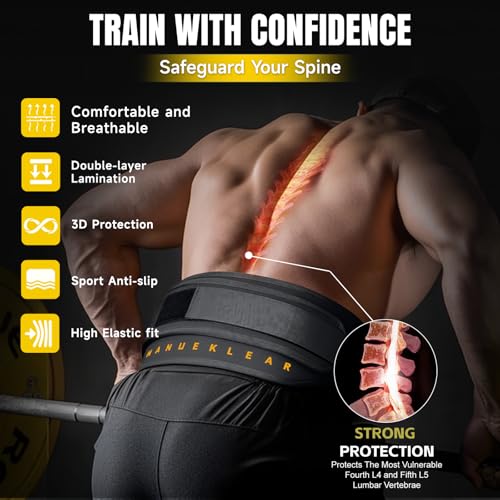 MANUEKLEAR 2-in-1 Weightlifting Belt & Dip Belt with 36.7 IN Rope, Double-Layer Weight Lifting Belts, Powerlifting Gym Weighted Belt for Pull Up Squat - color: Midnight Black, size: L(34-37in)