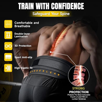 MANUEKLEAR 2-in-1 Weightlifting Belt & Dip Belt with 36.7 IN Rope, Double-Layer Weight Lifting Belts, Powerlifting Gym Weighted Belt for Pull Up Squat - color: Midnight Black, size: L(34-37in)