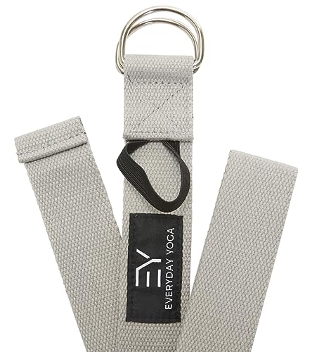 Everyday Yoga Strap with Metal D-Ring Athletic Stretching, 6ft/8ft/10ft - color: Slate, size: 6 Foot
