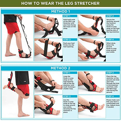 RDX Yoga Stretching Strap, Ankle Ligament Stretcher Belt with Loops Ligament Stretch Band, Fitness Leg Stretcher for Plantar Fasciitis, Foot Stretch Assist for Hamstring, Flexibility Exercise - color: Black