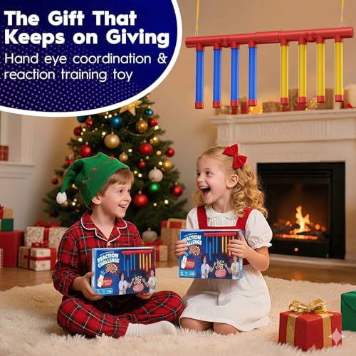 Upgraded Reflex Drop Stick Game Hand Eye Coordination & Reaction Training Toy with Remote, Solo/Dual Play, 3 Speeds,Fun Catch Falling Stick Game for Adult,Teen & Family（8 Sticks）