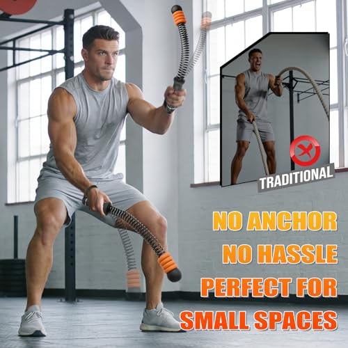 Cordless Battle Ropes Adjustable Weighted with 8 Removable Weight Rings