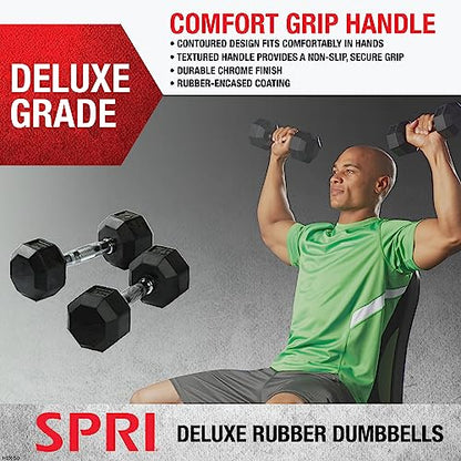Dumbbells Hand Weights Set of 2 - Rubber Hex Chrome Handle Exercise & Fitness Dumbbell for Home Gym Equipment Workouts Strength Training Free Weights for Women, Men - color: C) 8-Pound (Pair)