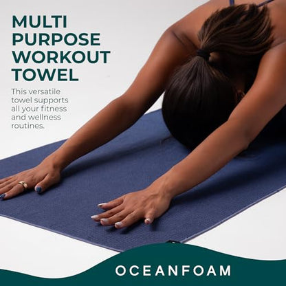 Oceanfoam Beach Towel – Lightweight, Absorbent, Quick-Drying, Sand-Resistant, Non-Slip – Ideal for Workouts, Yoga, Pilates, Beach, Pool, Boat & Travel – 25% Recycled – 72"x24" (Navy Gradient) - color: Navy Gradient