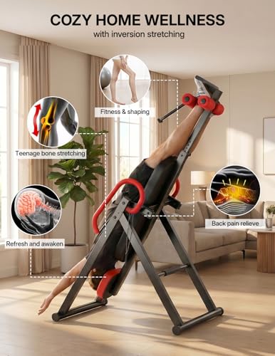 YOLEO Gravity Inversion Table for Back Pain Relief 2026 New Inversion Table w/Lumbar Support Easy to Assemble Back Stretcher Machine 300 lbs