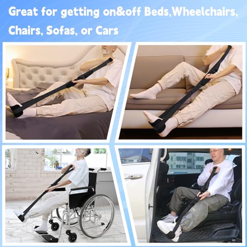 36 Inch Long Leg Lifter, Rigid Leg Lifter Strap with EVA Handgrips &Foot Loop, Leg Lifter After Hip Replacement&Knee Surgery Recovery Aids Kit,Getting Legs in and Out of Bed,Car,Wheelchair (Black) - color: Black, size: 36 Inch
