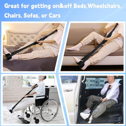 36 Inch Long Leg Lifter, Rigid Leg Lifter Strap with EVA Handgrips &Foot Loop, Leg Lifter After Hip Replacement&Knee Surgery Recovery Aids Kit,Getting Legs in and Out of Bed,Car,Wheelchair (Black) - color: Black, size: 36 Inch
