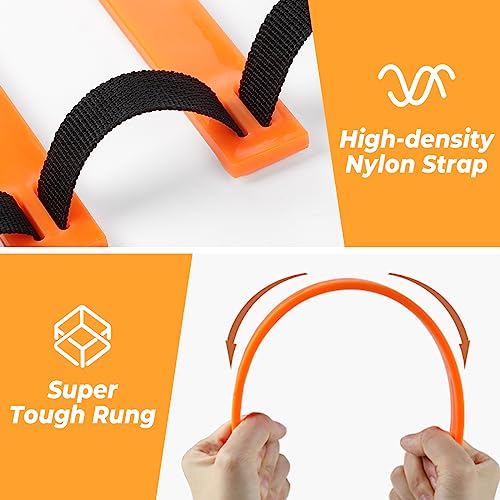 GHB Pro Agility Ladder Soccer Kick Trainer Set 20ft 12 Rung 60 Cones and 4 Stakes Speed Agility Football Training Equipment with Carrying Bag