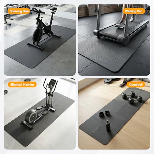 Walking Pad Mat for Carpet 73''×24'' Foldable Treadmill Pad Floor Protector Non-Slip Noise Shock Absorption Exercise Equipment Mats for Hardwood Floor/Spinning Bike/Elliptical Machine